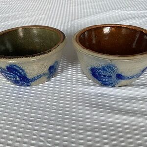 Vintage Beaumont Pottery York Maine Salt Glaze Stoneware Bowls Set of 2 (1985)